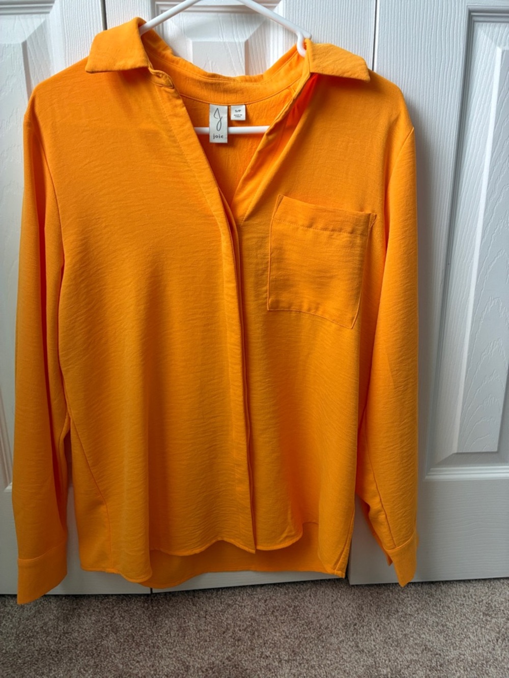 Joie Vibrant Orange Collared Shirt